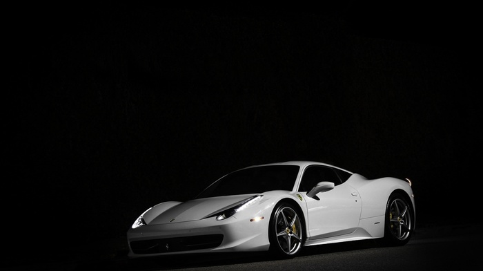 white, Ferrari, ferrari, cars, Italy, night