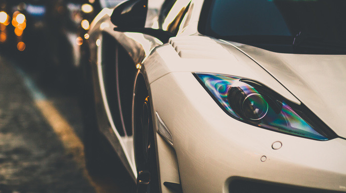 white, cars, bokeh, supercar