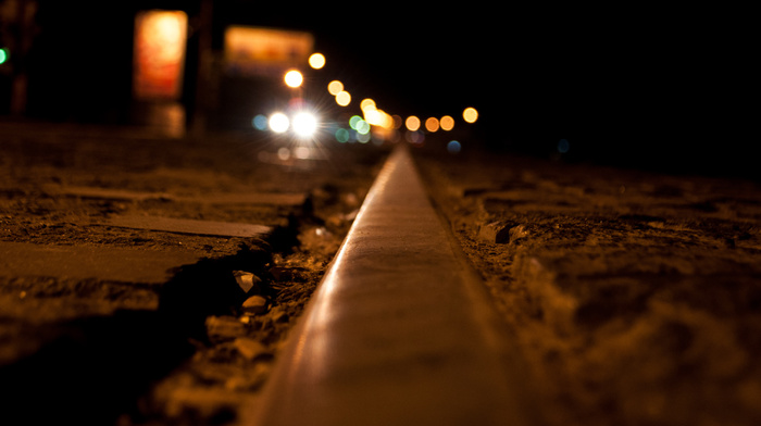 night, headlights, city, macro