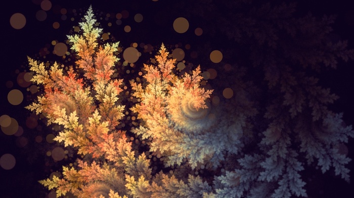 abstraction, 3D, bokeh, art, background, leaves