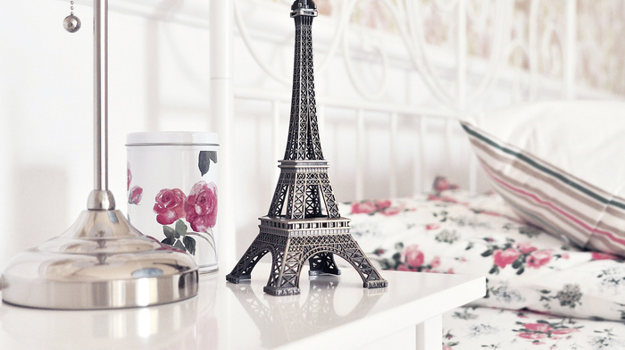 roses, cup, table, stunner, Eiffel Tower