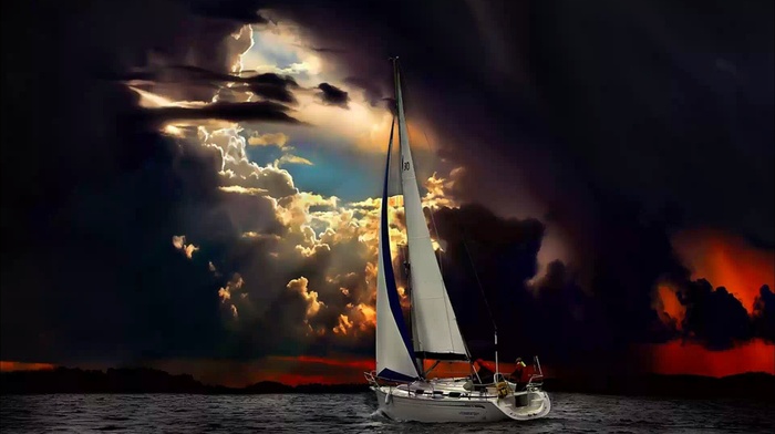 nature, yacht, sea, clouds