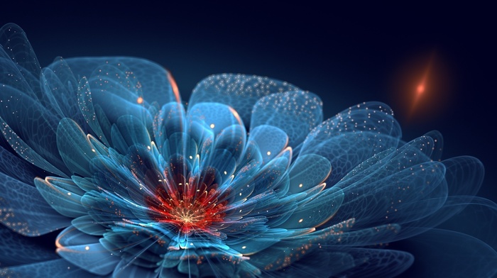 flower, 3D, petals, neon, art