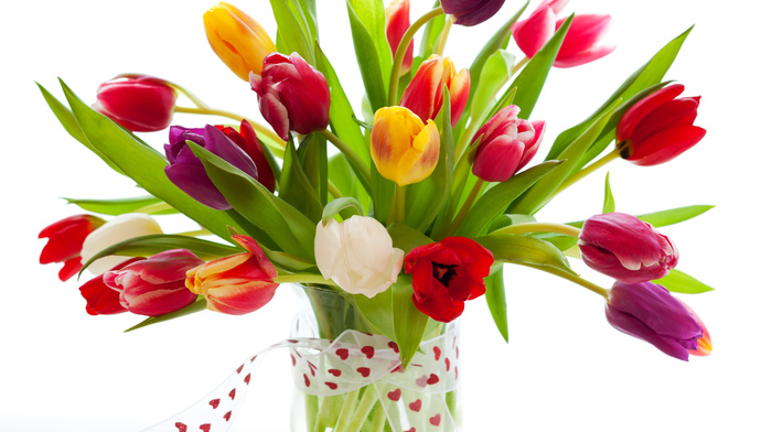 vase, tulips, flowers, bouquet