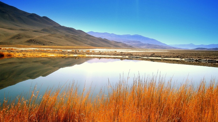 lake, valley, mountain, nature