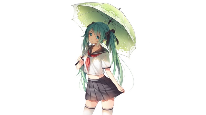school uniform, umbrella, Hatsune Miku, Vocaloid