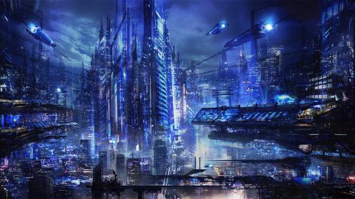 cyberpunk, city, futuristic