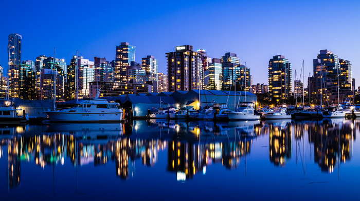 cities, Canada, city, night, evening
