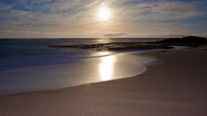 beach, nature, sunset, light, sand