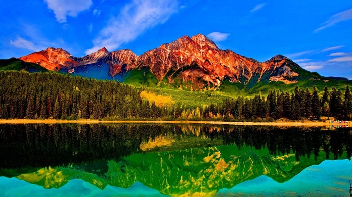 sky, lake, nature, mountain