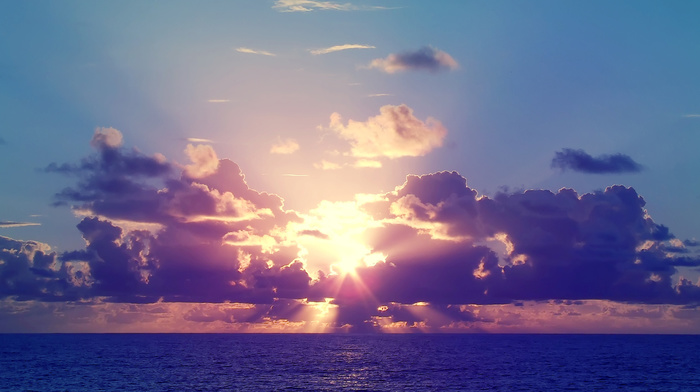 sky, nature, Sun, sunset, sea