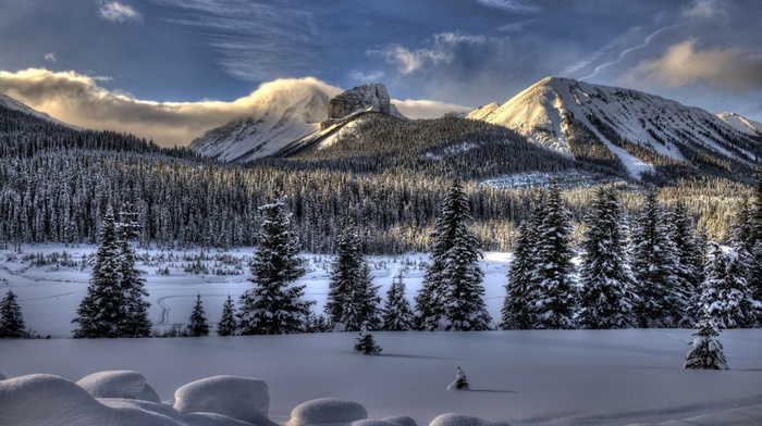 nature, mountain, snow, landscape, winter