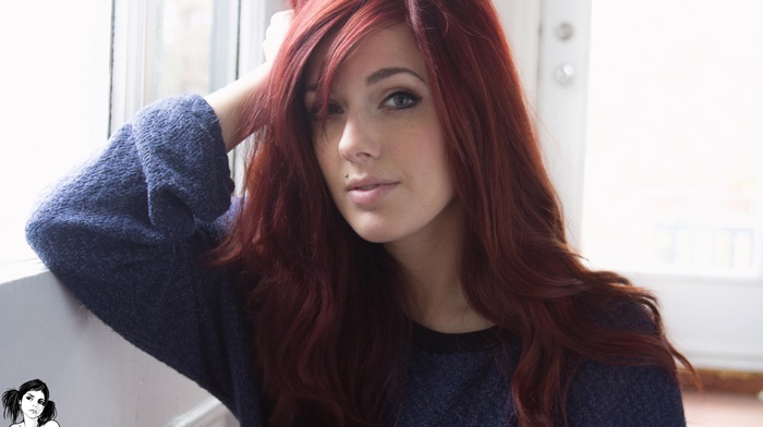 redhead, long hair, Velour Suicide, Suicide Girls, piercing