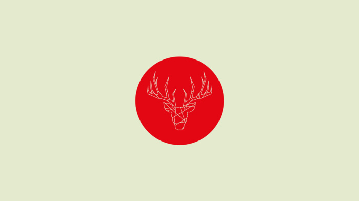 red, minimalism, deer, circle