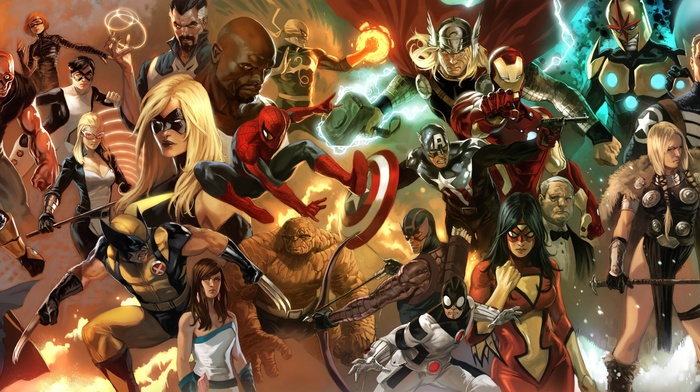 Wolverine, spider, man, Thor, Captain America, Iron Man