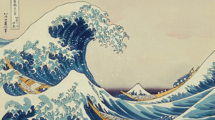 classic art, painting, The Great Wave off Kanagawa, Japanese, waves