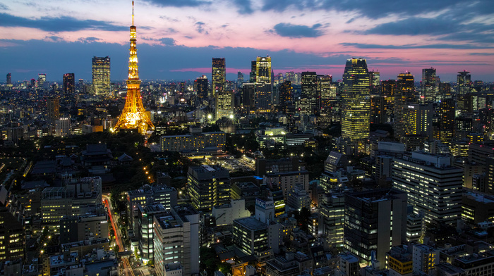 Japan, Tokyo, cities, lights
