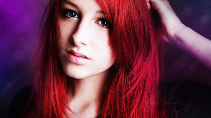 colorized photos, blue eyes, redhead, girl, Sofia Wilhelmina, face