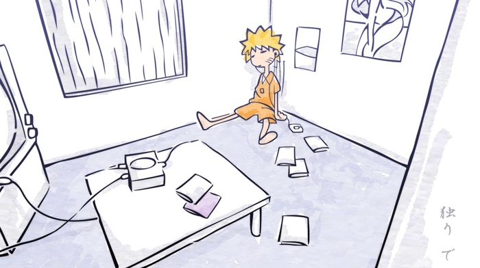 Uzumaki Naruto, room, simple background, anime