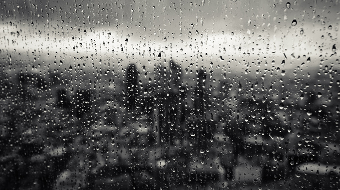 drops, rain, city, macro, window