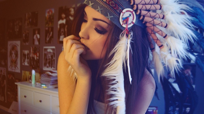 headdress, brunette