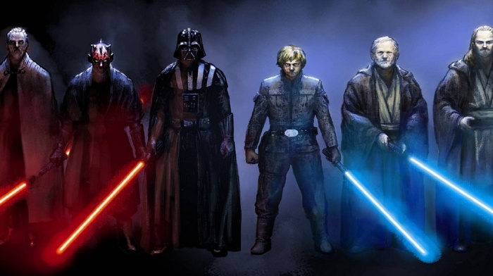 Luke Skywalker, Star Wars, yoda, Darth Vader, Obi, Wan Kenobi, Emperor Palpatine, multiple display