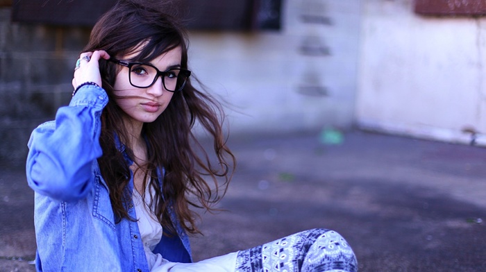 glasses, brunette, girl