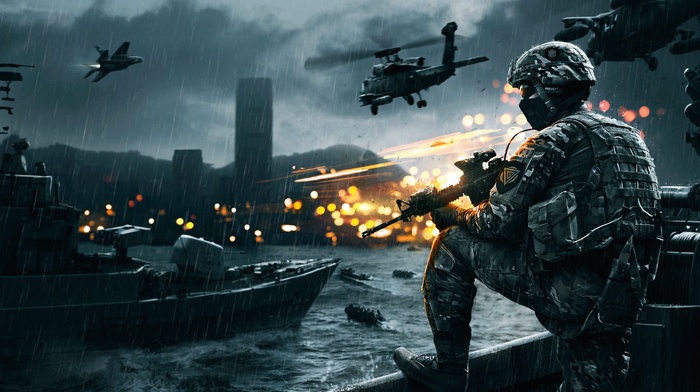 helicopters, army, Battlefield 4, boat, video games