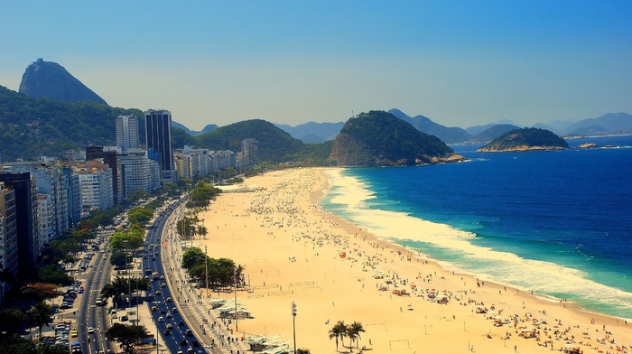 beach, Copacabana, Brazil, Rio de Janeiro, city, cityscape, building