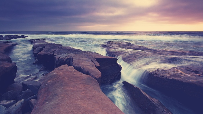 rock, sea, nature