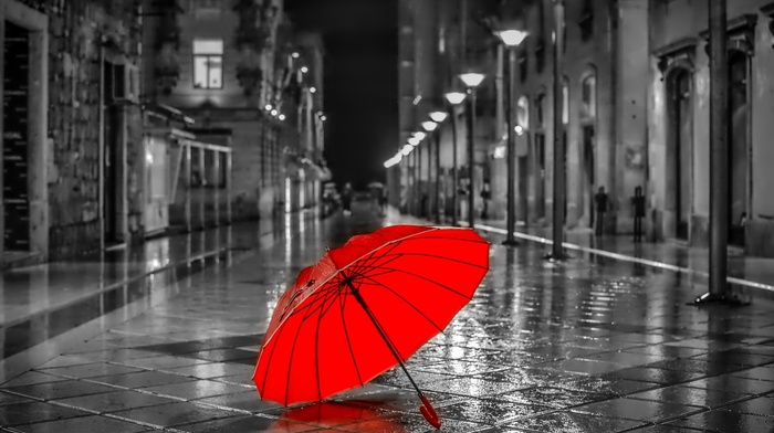 rain, red, stunner, street
