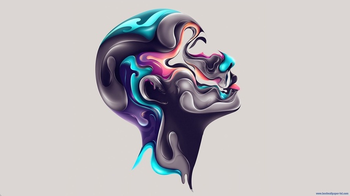 digital art, face, simple background, Rik Oostenbroek