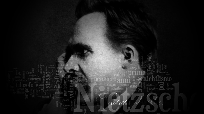 Friedrich Nietzsche, philosophy, men, typography