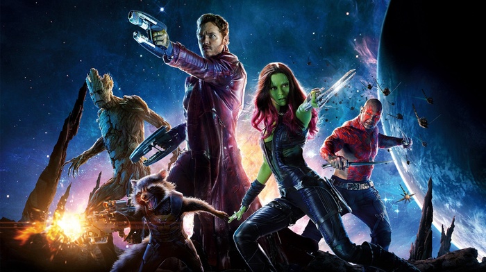 star lord, movies, Drax the Destroyer, Gamora, Rocket Raccoon, guardians of the galaxy, groot