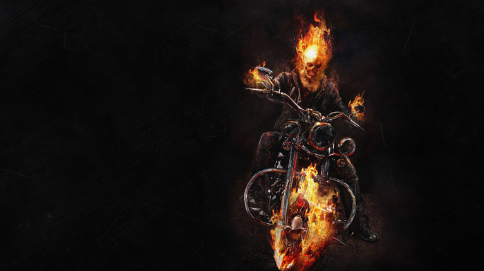 fire, bike, movies, skeleton