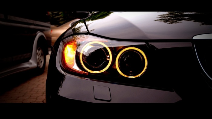 closeup, black, car, lights