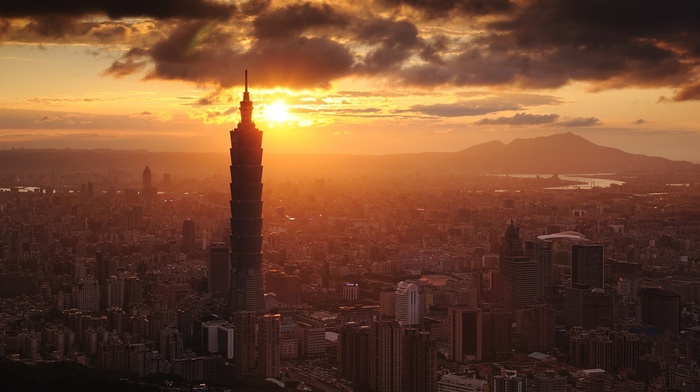 Taipei 101, city, skyscraper, sunlight, Taipei, cityscape, Taiwan