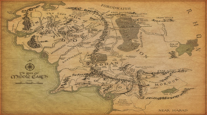 The Lord of the Rings, middle, Earth, map, movies