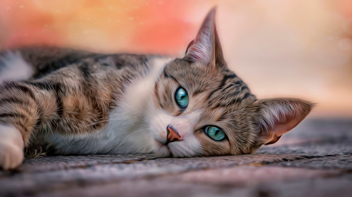 cat, pose, animals, blue eyes