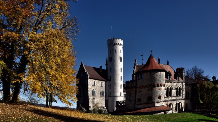 leaves, autumn, castle