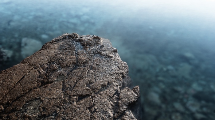 rock, depth of field, water