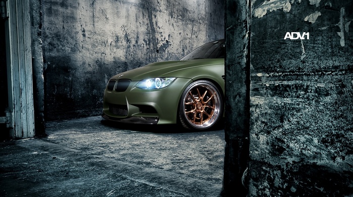 green, BMW, tuning, walls, bmw, m3, headlights, cars