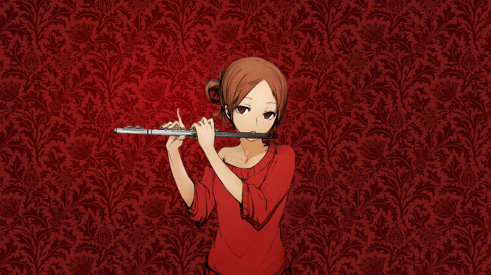 orchestra, anime girls, original characters, flute, music