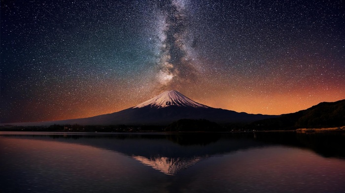 Japan, Milky Way, Mount Fuji