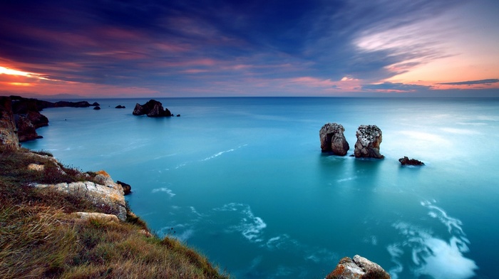 sea, sunset, nature, clouds