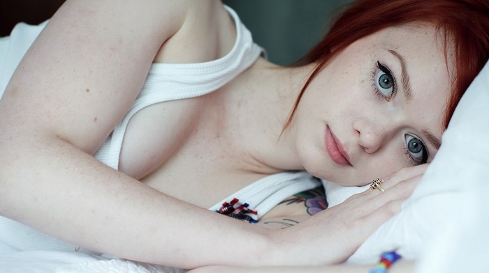 boobs, redhead, tattoo, Suicide Girls, gray eyes