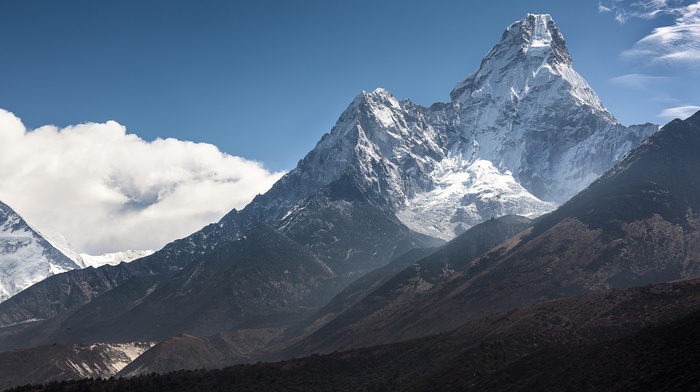 nature, clouds, snow, mountain