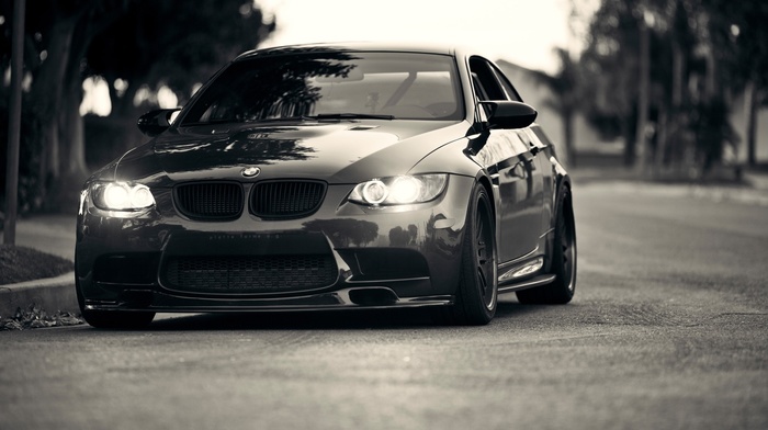 car, BMW, BMW M3, monochrome, black