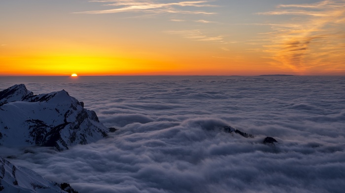 landscape, clouds, mountain