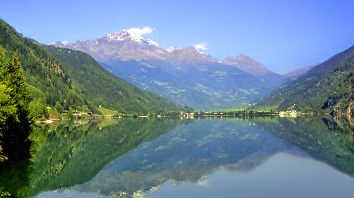 lake, nature, reflection, mountain